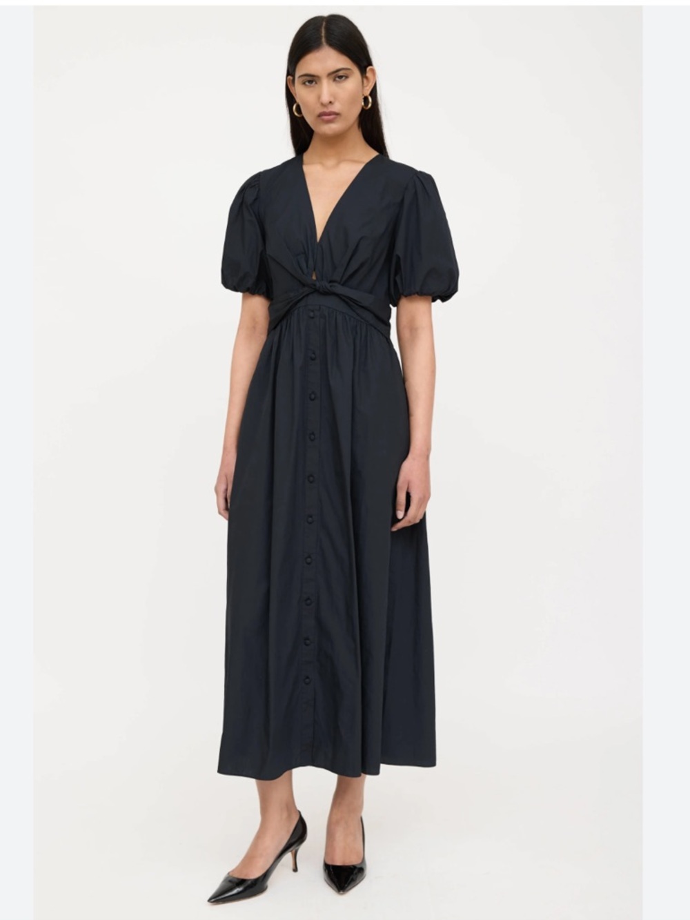 Derek Lam Black Button-Front Maxi Dress with Twist Waist